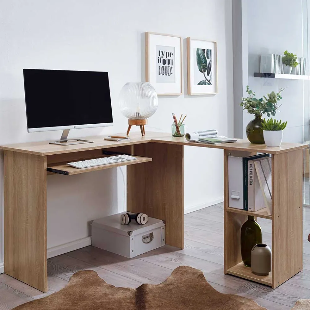 Wohnen Winkelschreibtisch in Sonoma-Eiche - Mavricara