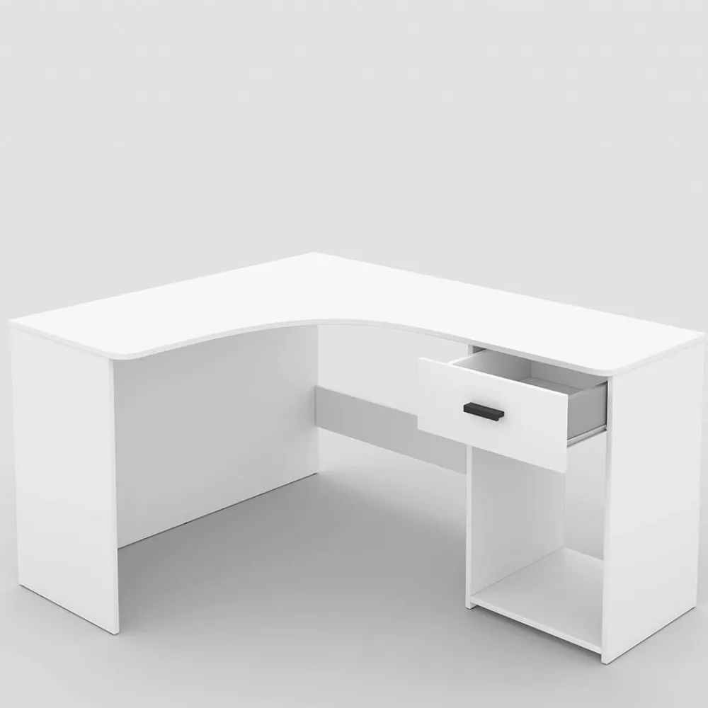 Wohnen Winkelschreibtisch in Weiß - Rainy