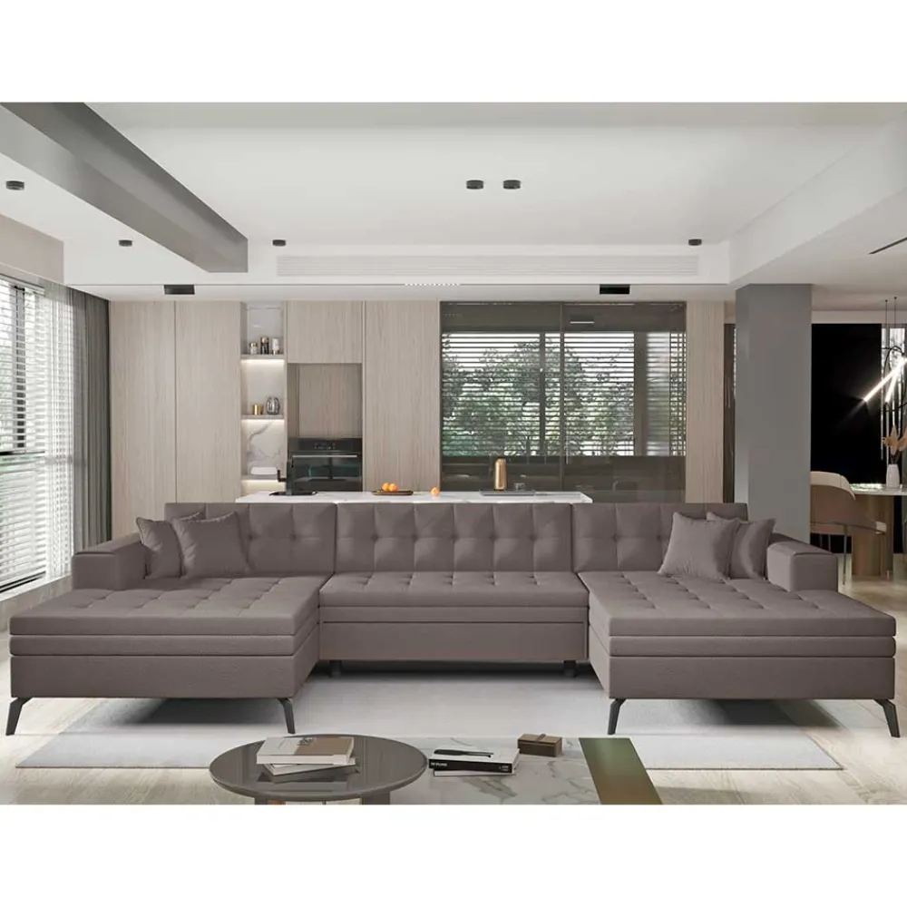 Wohnen Wohnlandschaft in Taupe mit Bettfunktion - Anzarote