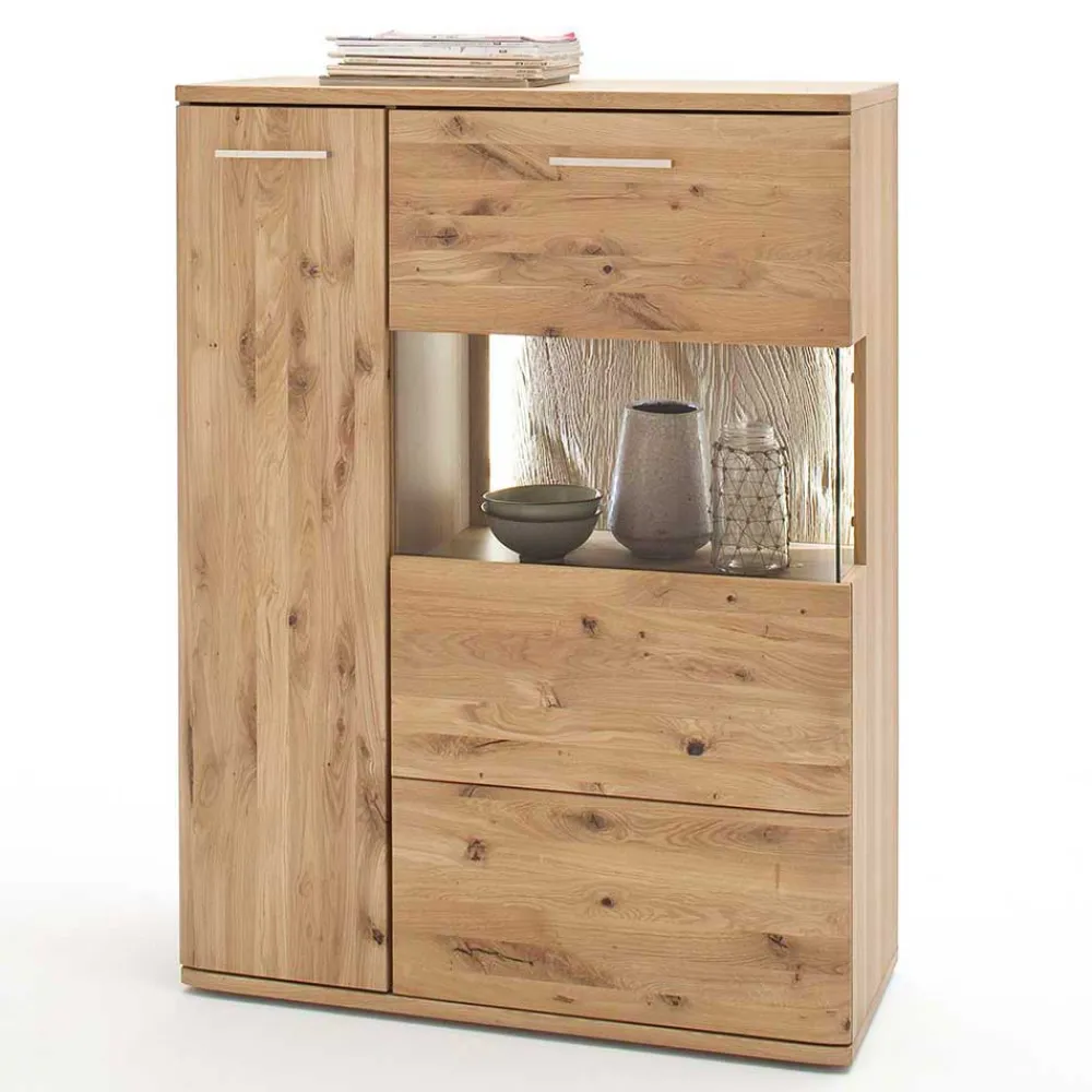 Wohnen Wohnwände|Wohnwand*Wohnmöbel Set in Eiche Bianco - Crokas (vierteilig)