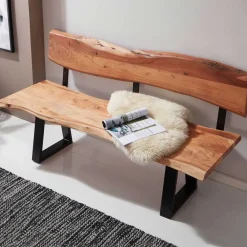 Wohnen Küchenbänke|Esszimmerbänke*Wohnraum Baumkanten Bank mit Rückenlehne - Lussina