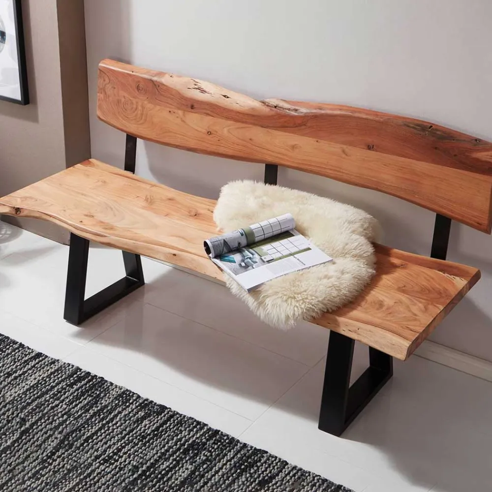 Wohnen Küchenbänke|Esszimmerbänke*Wohnraum Baumkanten Bank mit Rückenlehne - Lussina