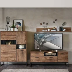 Wohnen Loft Möbel|Industrial Möbel*Wohnwand Möbel im Industrial Style - Xindus (dreiteilig)