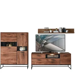 Wohnen Loft Möbel|Industrial Möbel*Wohnwand Möbel im Industrial Style - Xindus (dreiteilig)