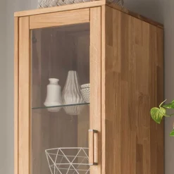 Wohnen Wohnwand Standvitrine aus Holz - Teano