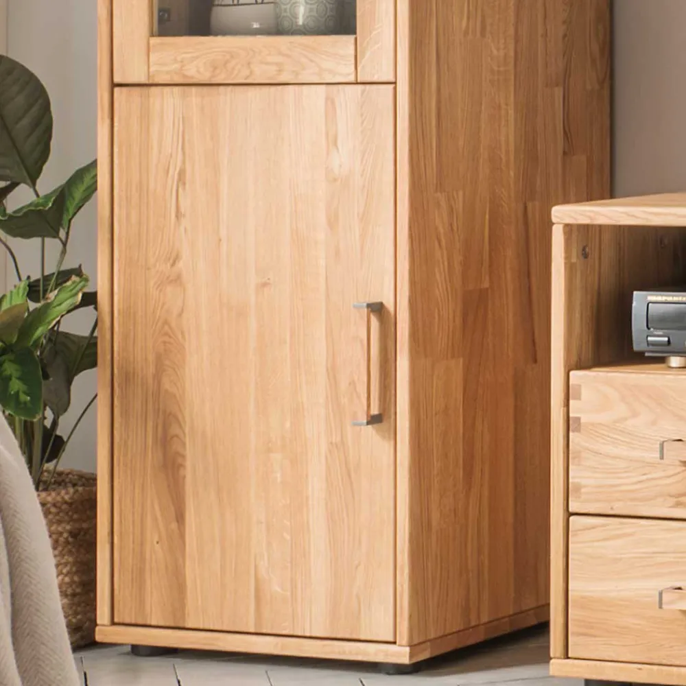 Wohnen Wohnwand Standvitrine aus Holz - Teano