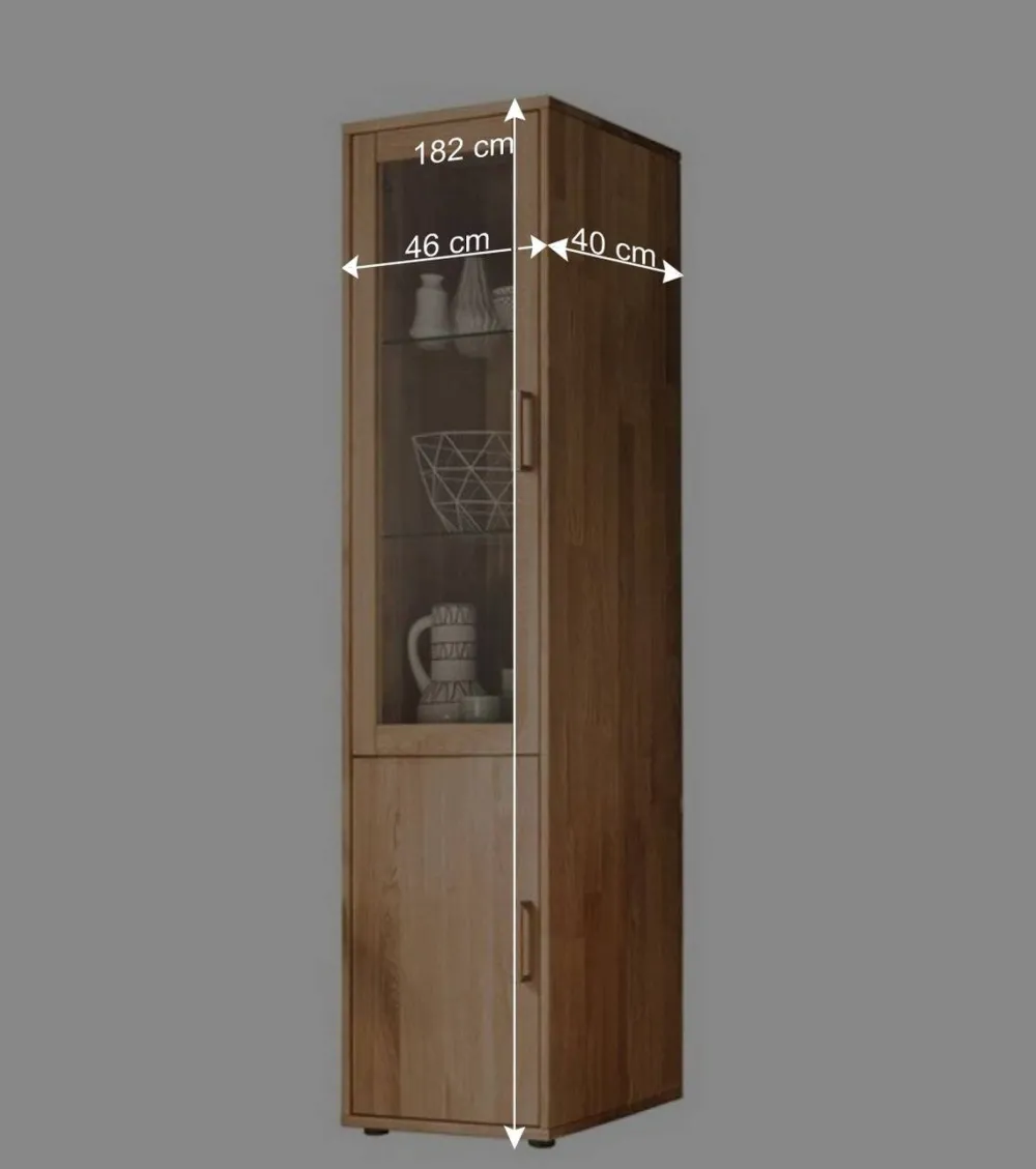 Wohnen Wohnwand Standvitrine aus Holz - Teano