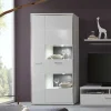 Wohnen Vitrinen|Wohnzimmer-Vitrinen*Wohnwand Vitrine Tacroma in Hochglanz Weiß