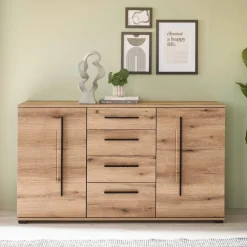 Wohnen Wohnzimmerschränke|Wohnwände*Wohnzimmer Anbauwand in Eiche - Brocus (dreiteilig)