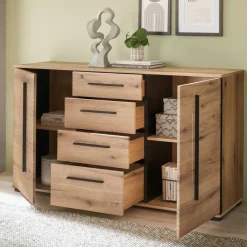 Wohnen Wohnzimmerschränke|Wohnwände*Wohnzimmer Anbauwand in Eiche - Brocus (dreiteilig)