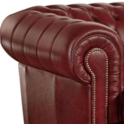 Wohnen Chesterfield Möbel*Wohnzimmer Couch in Dunkelrot Leder - Tuguda