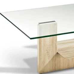 Wohnen Wohnzimmer Glastisch auf Säulengestell mit Ablage - Durense