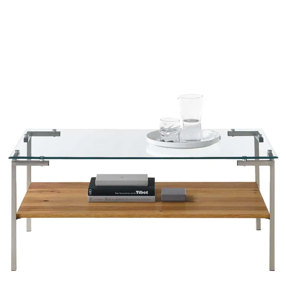 Wohnen Wohnzimmer Glastisch mit Vierfußgestell - Habic