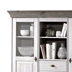 Wohnen Landhausmöbel|Sideboards & Kommoden*Wohnzimmer Highboard Mirandesca in Grau Weiß