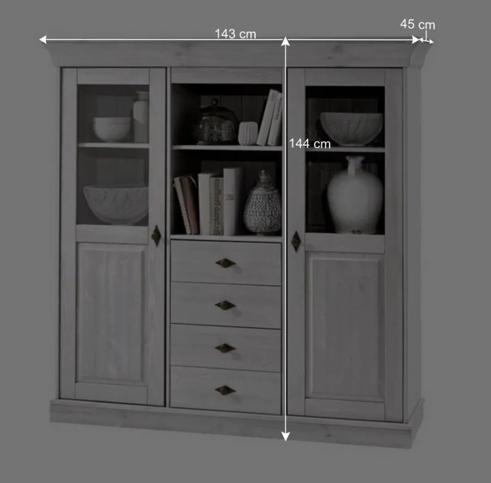 Wohnen Landhausmöbel|Sideboards & Kommoden*Wohnzimmer Highboard Mirandesca in Grau Weiß