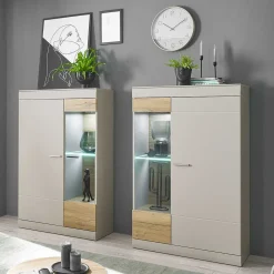 Wohnen Sideboards & Kommoden|Sideboards & Kommoden*Wohnzimmer Highboard mit Glas Einsatz - Lioscas