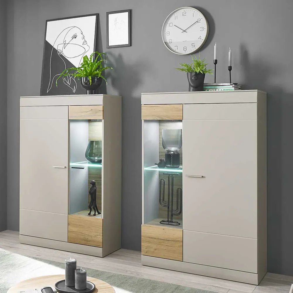 Wohnen Sideboards & Kommoden|Sideboards & Kommoden*Wohnzimmer Highboard mit Glas Einsatz - Lioscas