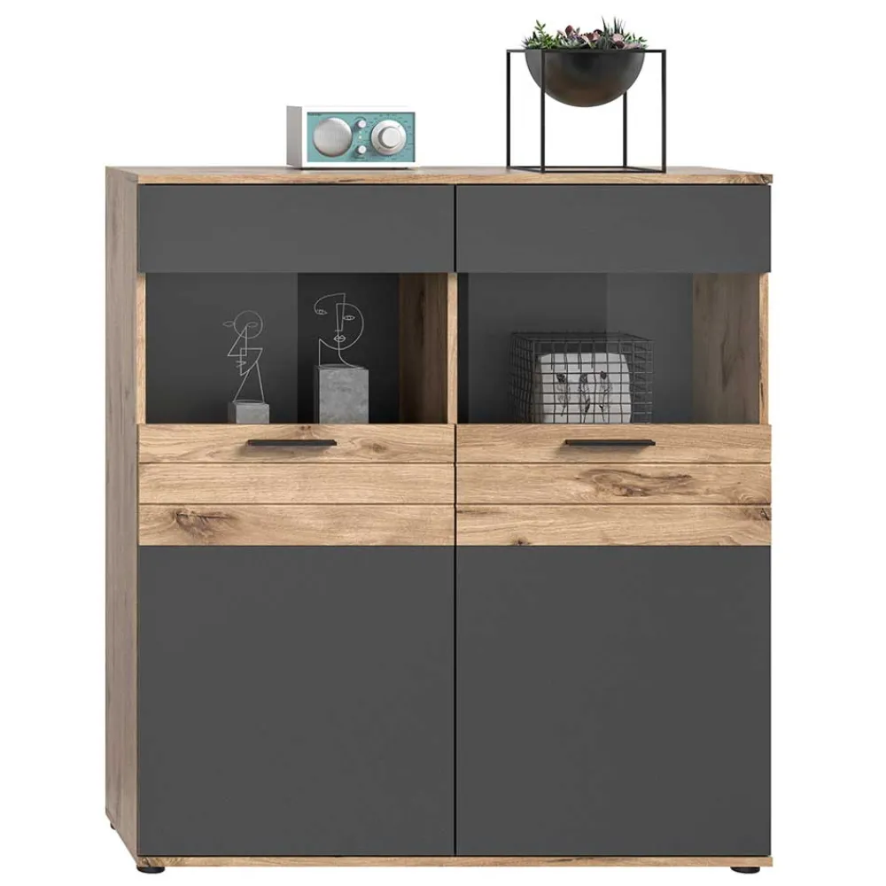 Wohnen Wohnzimmer Highboard mit Glaseinsätzen - Lucios