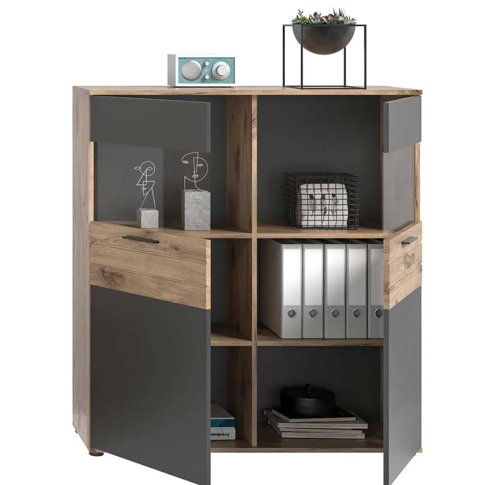 Wohnen Wohnzimmer Highboard mit Glaseinsätzen - Lucios