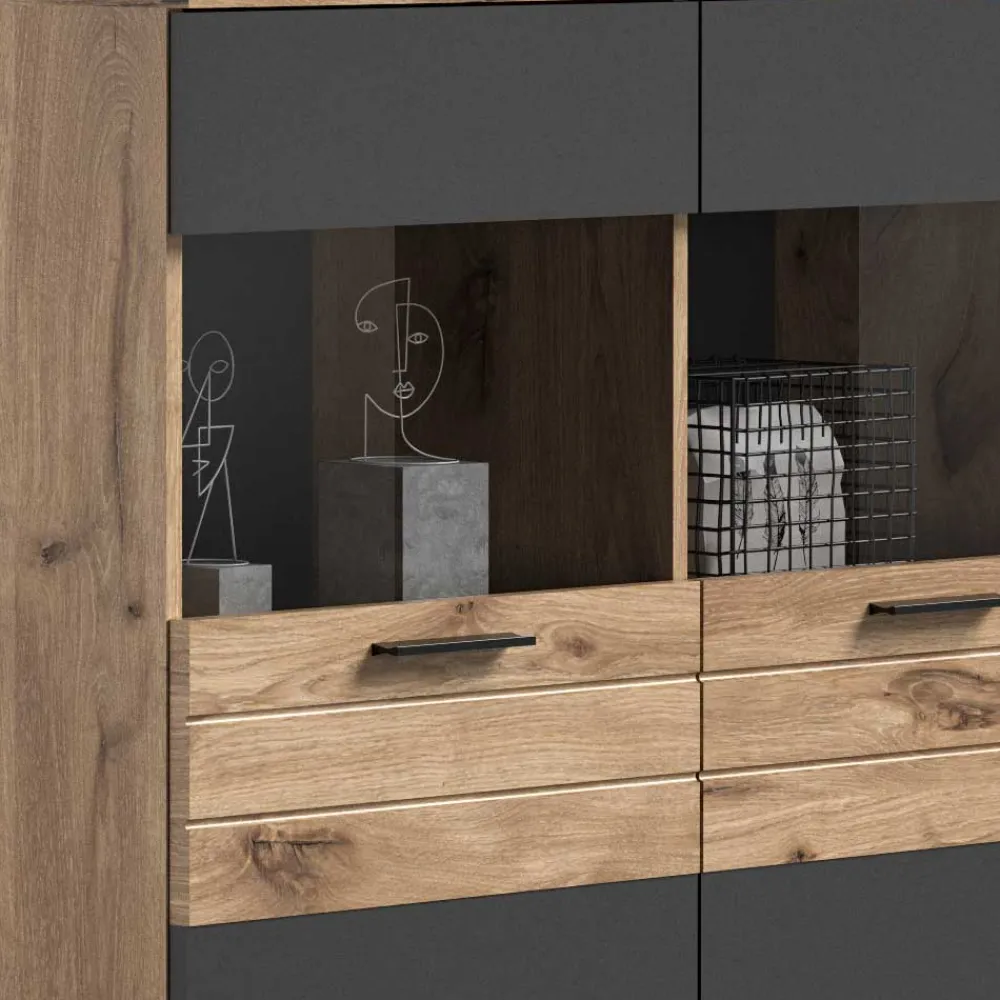 Wohnen Wohnzimmer Highboard mit Glaseinsätzen - Lucios