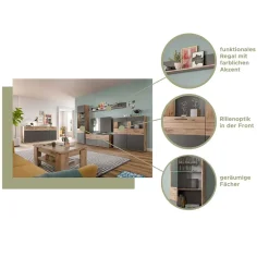 Wohnen Wohnzimmer Highboard mit Glaseinsätzen - Lucios