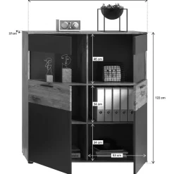 Wohnen Wohnzimmer Highboard mit Glaseinsätzen - Lucios