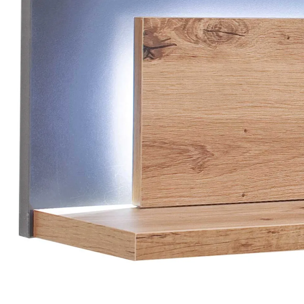 Wohnen Graue Möbel|Esszimmerregale*Wohnzimmer Hängeboard in Eichefarben & Grau - Vecenda