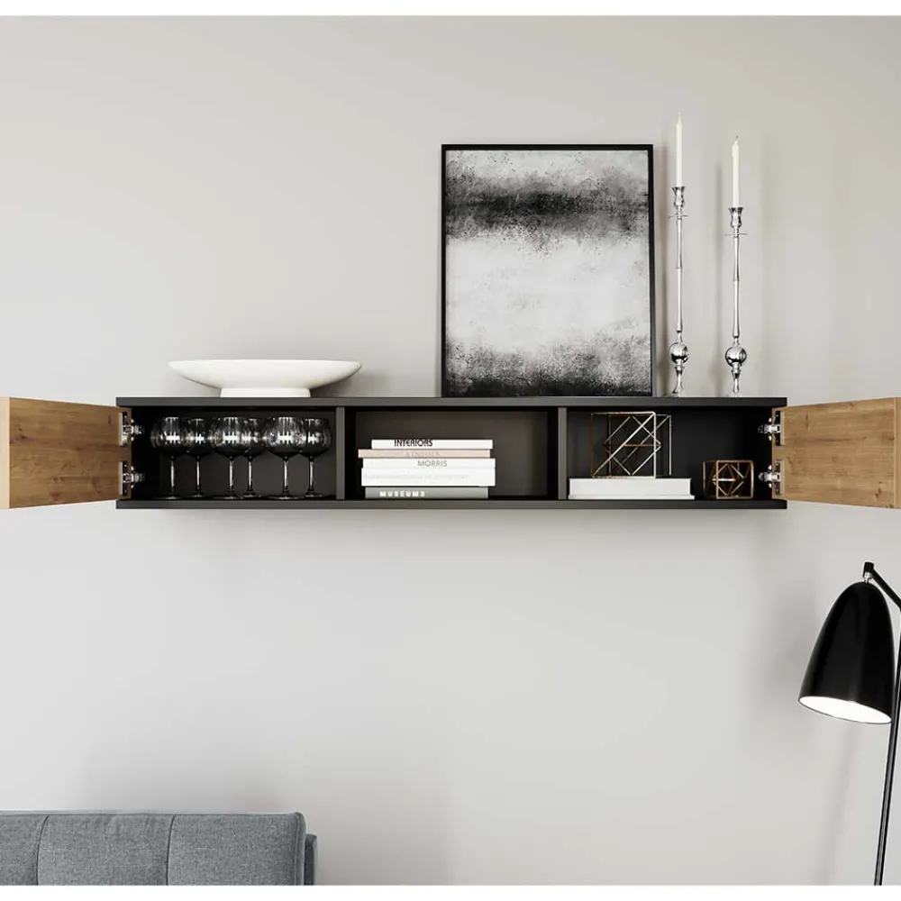 Wohnen Esszimmerschränke*Wohnzimmer Hängeschrank mit zwei Türen & Fach - Cavan