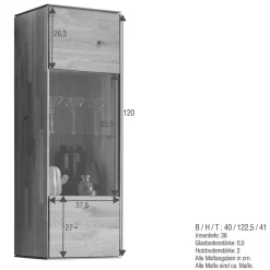 Wohnen Vitrinen|Wohnzimmer-Vitrinen*Wohnzimmer Hängeschrank mit Glas - Sinta