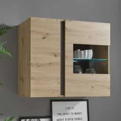 Wohnen Esszimmerschränke*Wohnzimmer Hängeschrank mit Glas Einsatz 2-türig - Lairian