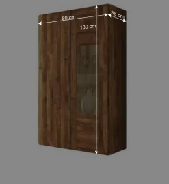 Wohnen Esszimmer-Vitrinen|Vitrinen*Wohnzimmer Hängevitrine Vaskov aus Wildeiche Massivholz