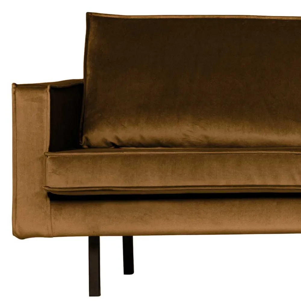 Wohnen Retro Möbel|Sofas*Wohnzimmer L Couch in Honigfarben Samt - Saguan
