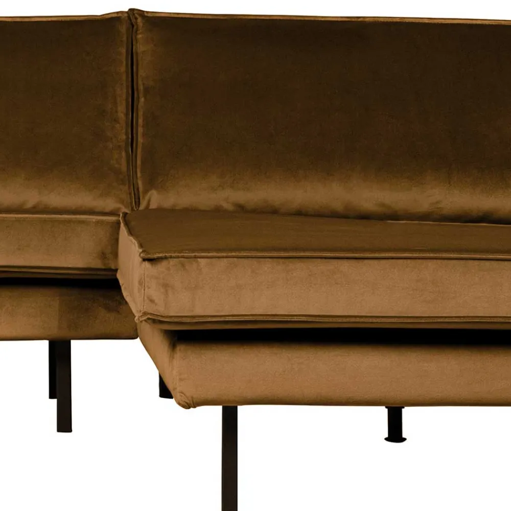 Wohnen Retro Möbel|Sofas*Wohnzimmer L Couch in Honigfarben Samt - Saguan