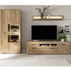 Wohnen Wohnzimmerschränke|Wohnwände*Wohnzimmer Möbelset in Asteiche Hell - Jevedaz (dreiteilig)