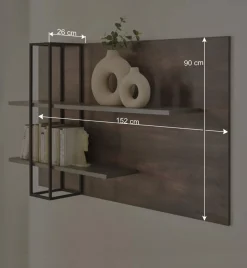 Wohnen Wohnzimmer Regal in Eiche Dunkel und Anthrazit - Mundo