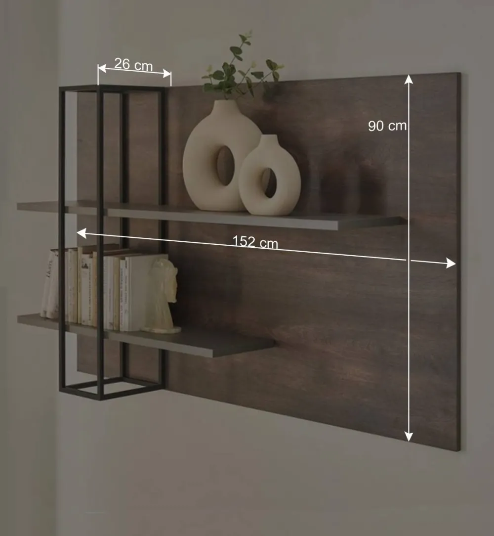 Wohnen Wohnzimmer Regal in Eiche Dunkel und Anthrazit - Mundo