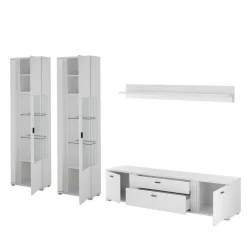 Wohnen Wohnzimmerschränke*Wohnzimmer Schrank & Regal Set in Weiß - Tirol (vierteilig)