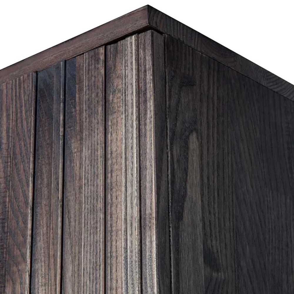 Wohnen Vitrinen|Wohnzimmer-Vitrinen*Wohnzimmer Schrank in Esche Dunkel & Schwarz - Eyes