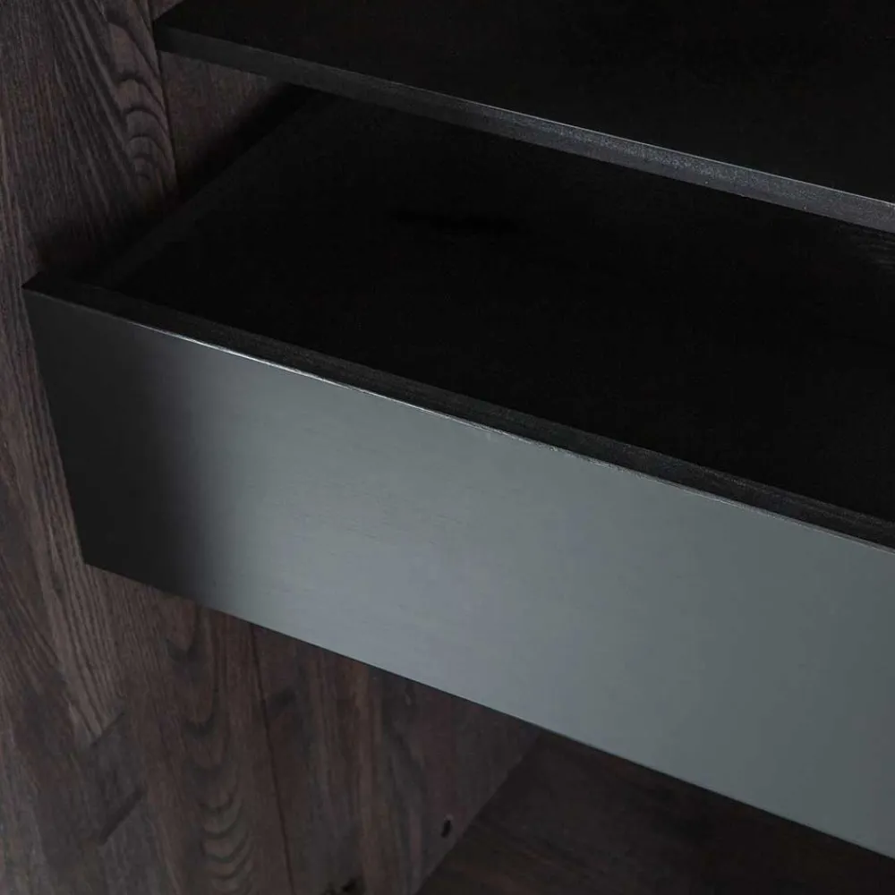 Wohnen Vitrinen|Wohnzimmer-Vitrinen*Wohnzimmer Schrank in Esche Dunkel & Schwarz - Eyes