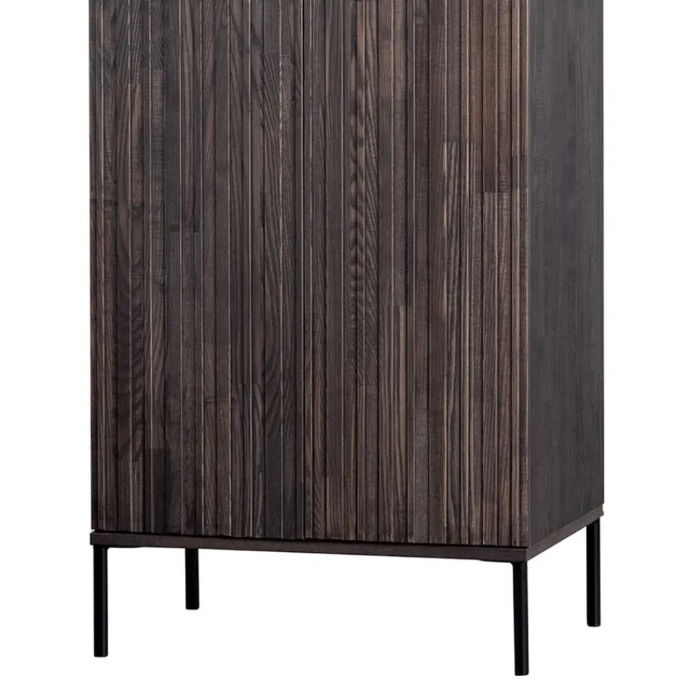 Wohnen Vitrinen|Wohnzimmer-Vitrinen*Wohnzimmer Schrank in Esche Dunkel & Schwarz - Eyes