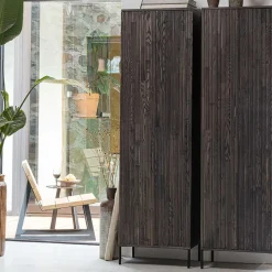 Wohnen Vitrinen|Wohnzimmer-Vitrinen*Wohnzimmer Schrank in Esche Dunkel & Schwarz - Eyes