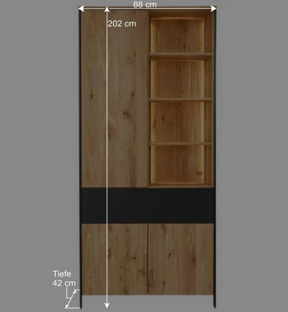 Wohnen Vitrinen|Wohnzimmer-Vitrinen*Wohnzimmer Schrank mit Beleuchtung LED - Viligrana