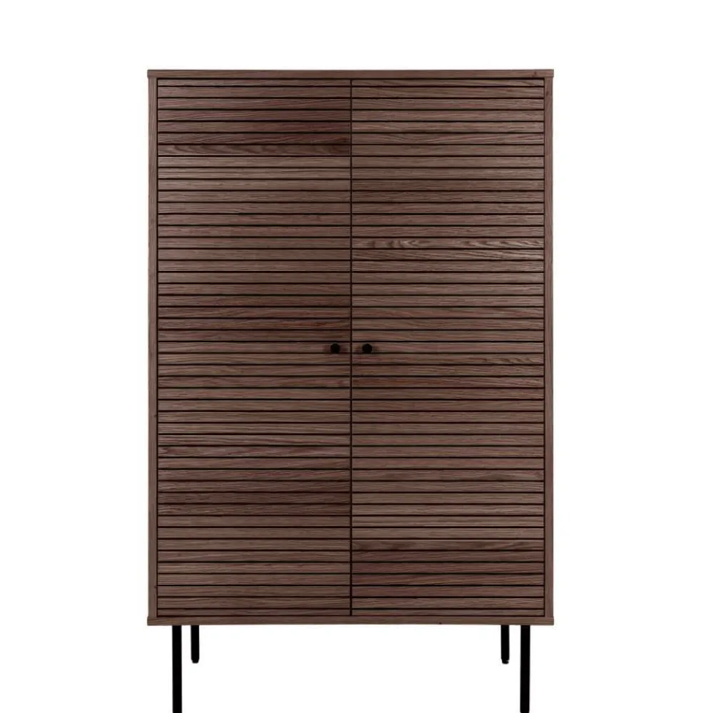 Wohnen Retro Möbel|Wohnzimmerschränke*Wohnzimmer Schrank mit dunklem Furnier in Braun - Wega