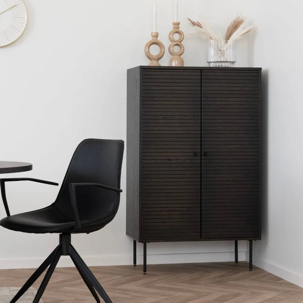 Wohnen Retro Möbel|Wohnzimmerschränke*Wohnzimmer Schrank mit dunklem Furnier in Braun - Wega