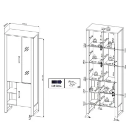 Wohnen Vitrinen|Wohnzimmer-Vitrinen*Wohnzimmer Schrank mit Glas & offenen Fächern - Dudleys