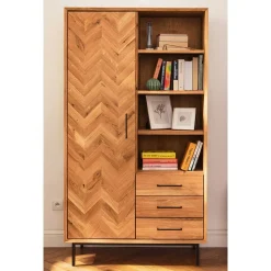 Wohnen Wohnzimmer Schrank mit Tür Fischgrät Optik - Kerfa