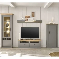 Wohnen Graue Möbel|Wohnzimmerschränke*Wohnzimmer Schränke & Regal in Lichtgrau - Buleta (vierteilig)