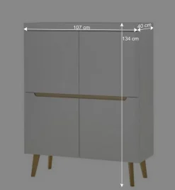 Wohnen Skandinavische Möbel|Wohnzimmerschränke*Wohnzimmer Schränke und Wandboard Set - Ginko (vierteilig)