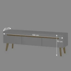 Wohnen Skandinavische Möbel|Wohnzimmerschränke*Wohnzimmer Schränke und Wandboard Set - Ginko (vierteilig)