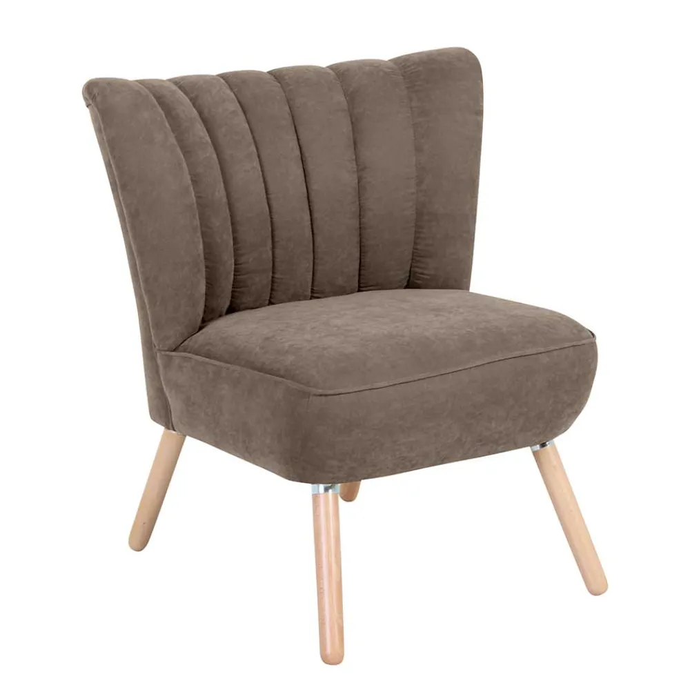 Wohnen Wohnzimmer Sessel in Beigegrau Velours - Vomano